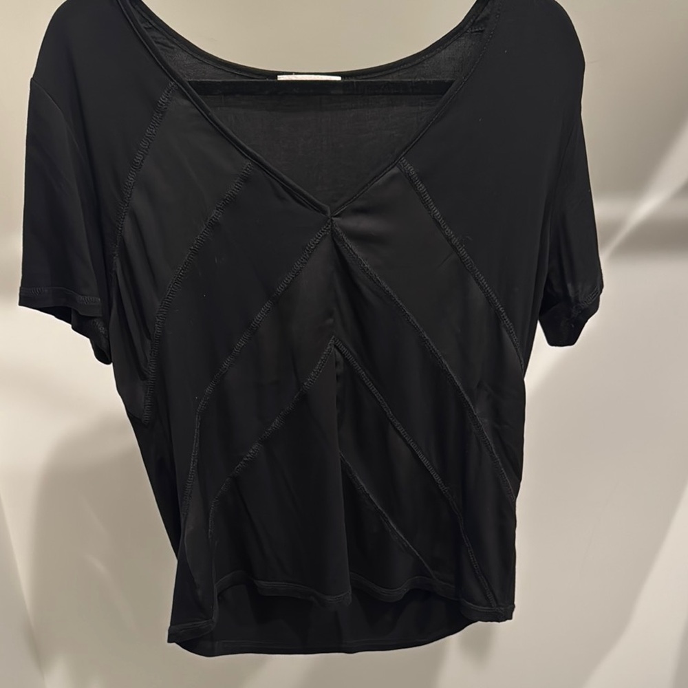 Black V-Neck Women's Top